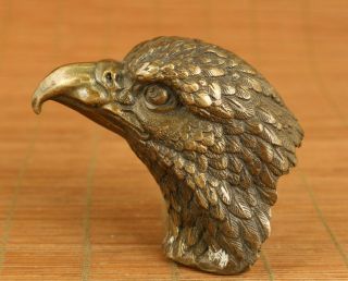Rare Asian Old Bronze Hand Carved Eagle Head Statue Fine Table Home Decoration