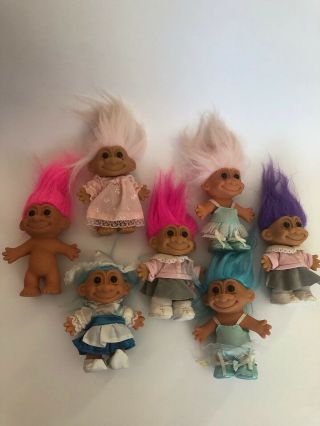 Set Of 7 Vintage Russ Troll Dolls Trolls