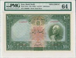 Central Bank Great Britain 1000 Pounds 1938 Specimen,  Very Rare Pmg 64