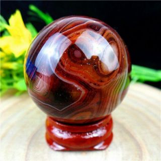 ≈86g Brown Madagascar Crazy Lace Silk Banded Agate Tumbled Ball 40mm Hg31903