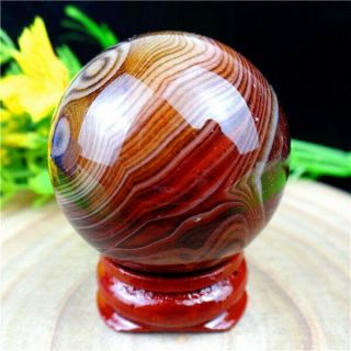 ≈86g Brown Madagascar Crazy Lace Silk Banded Agate Tumbled Ball 40mm HG31903 2
