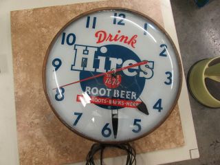 Vintage Lighted Advertising Drink Hires Root Beer Clock