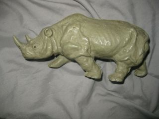 J H Miller Jungle Rhinoceros Blow Mold Hollow Plastic Figure,  Circa 1950s