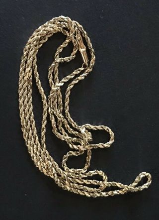 Estate Vintage 14k Solid Gold 30 " Rope Chain Necklace 9.  9 Grams
