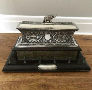 Stunning Rare Antique Indian Solid Silver Box / Scroll Casket Kutch Bombay 3260g