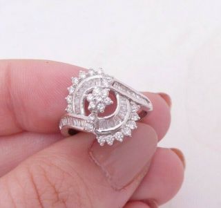 Fine 18ct/18k White Gold 73 Point Diamond Cluster Art Deco Design Ring,  750