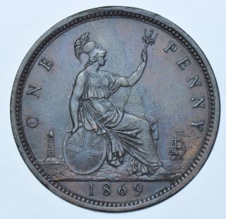 Rare 1869 Penny,  British Coin From Victoria Au