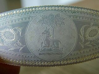 Antique Chinese Mother Of Pearl Armorial Crested Gaming Casino Counter Chip