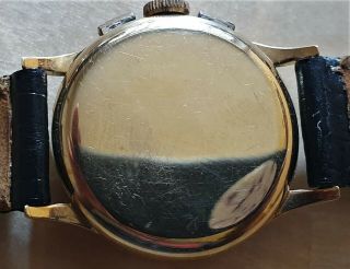 Vintage Universal Geneve Compur calatrava chronograph black gilt dial 18ct 40 ' s 3