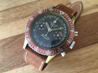 Wittnauer Professional Chronograph Vintage Diver Stainless Valjoux Swiss Watch