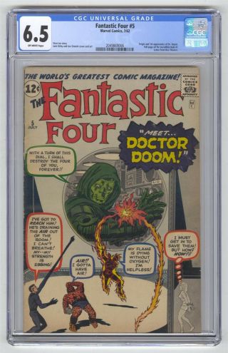 Fantastic Four 5 Cgc 6.  5 Vintage Marvel Comic Key Hot 1st Doctor Doom Kirby