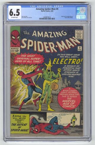 Spider - Man 9 Cgc 6.  5 Vintage Marvel Comic Key 1st Electro Lee Ditko