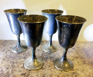 Sterling Silver Water Goblets Set Of 4 Gorham 722.  3 Grams