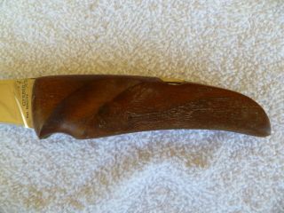 Vintage Gerber First Folding Hunter Knife Walnut Grip With Sheath FFH Good Cond 9