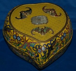 Finest Antique Chinese 19th Century Birthday Peach Box In Cloisonne