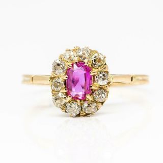 Antique Victorian 18k Gold Ruby And Diamonds Ring