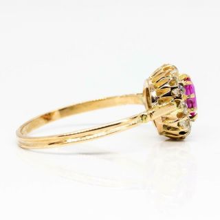 Antique Victorian 18k Gold Ruby and Diamonds Ring 2