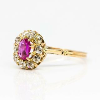 Antique Victorian 18k Gold Ruby and Diamonds Ring 4