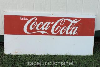 Rare Vintage " Enjoy Coca - Cola " Metal Store Display Sign 45.  5 " X21.  25 " X1 "