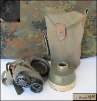 Wwii 1940 German Ally Gas Mask With Canvas Pouch Rare