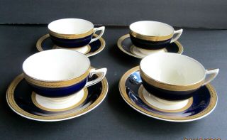 Antique Crown Ducal Porcelain Tea Cup & Saucer,  England Set Of 4