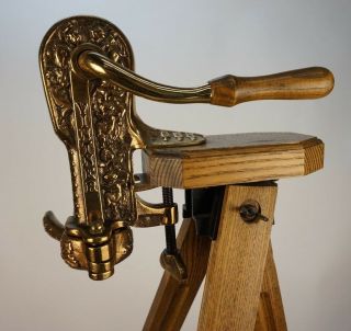 Vintage Vintner Brass Corkscrew With Tripod Stand