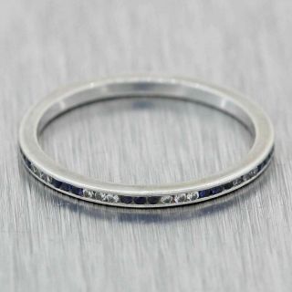 Diamond Sapphire.  30ctw Platinum Antique Art Deco Eternity Wedding Band Ring