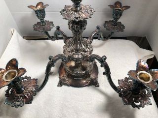 Reed & Barton Victorian 166 Epergne Silver Plate Four Arm Ornate 9