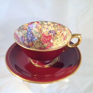 Royal Winton Grimwades Best Gold Red Burgundy Chintz Cup Saucer