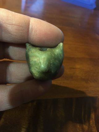 Maya Mayan Jade Pre - columbian Artifact Jaguar Head 3