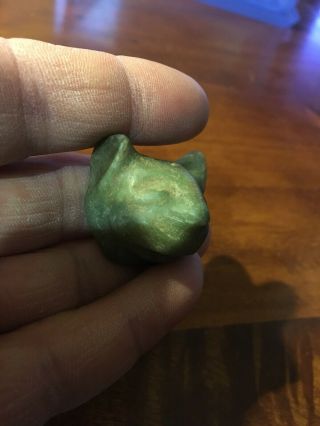 Maya Mayan Jade Pre - columbian Artifact Jaguar Head 4