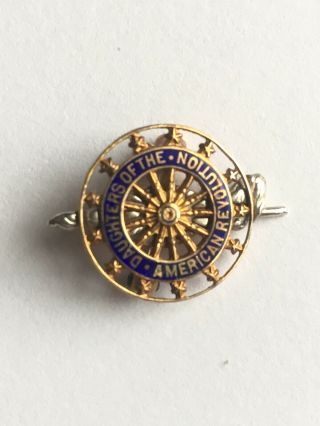 Vintage Daughters Of The American Revolution 14k Yellow Gold Enamel Pin/medal