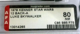1978 Vintage Kenner Star Wars 12 Back - A Luke Skywalker (Blonde Hair) // AFA NR 2