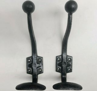 Vintage French Reclaimed Matching Metal Black Coat Hooks And Hat Hooks