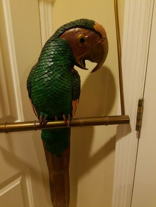 30 " Vintage Bustamante - Federico Mexico Style Copper Brass Bird Parrot Leather