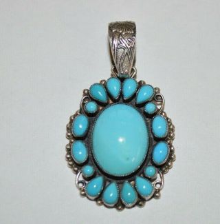 Vintage Leo Feeney Southwestern Sterling Silver And Turquoise Pendant