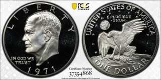 1971 - S Eisenhower Ike Silver Proof Dollar - Type 1 Reverse - Pcgs Dcam68 - Rare