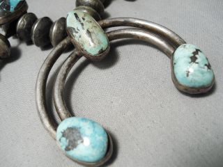 EARLY 1920 ' S/30 ' S VINTAGE NAVAJO COIN SILVER TURQUOISE SQUASH BLOSSOM NECKLACE 3