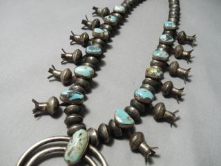 EARLY 1920 ' S/30 ' S VINTAGE NAVAJO COIN SILVER TURQUOISE SQUASH BLOSSOM NECKLACE 4
