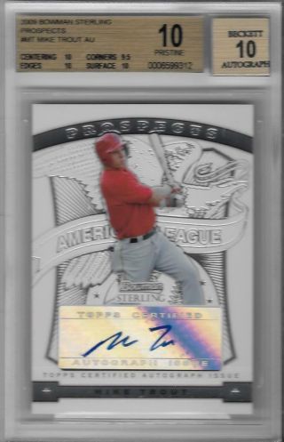 2009 Mike Trout Bowman Sterling Prospects Auto Rc - Bgs 10 Pristine.  Very Rare