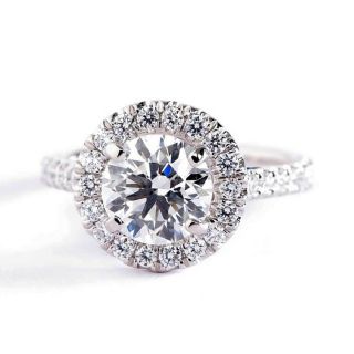 .  On Offer.  1.  50 Cts Si2 H Round Vintage Diamond Halo Engagement Ring Platinum