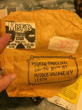 Misfits rare 1982 - 1983 Fiend Club envelopes,  stickers,  handwritten box 5