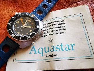 Aquastar Benthos Diver 500 Vintage Dive Watch Swiss Geneve