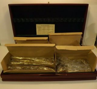 Fb Rogers Golden Grand Antique 85 Pc Set Gold Electroplate Service For 16