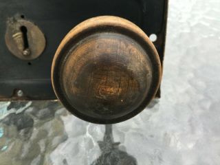 Vintage Retro Metal Rim Door Lock with Key and Wooden Handles PWO 5