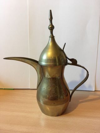 Old Brass Dallah Baghdad Boiler Arabian Coffee Pot Bedouin Middle Eastern 27cm