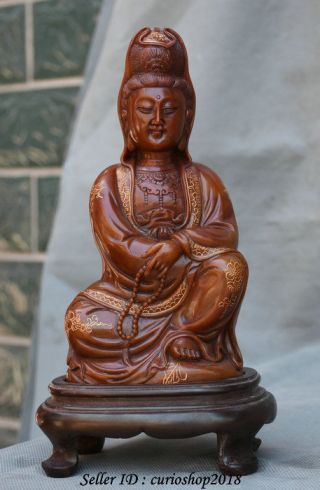 9.  2 " China Natural Red Shoushan Stone Carved Guanyin Kwan - Yin Goddess Statue