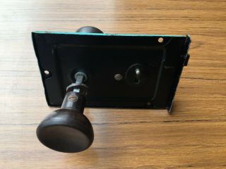 Vintage Retro Metal Rim Door Lock with Key and Bakelite Handles PWO 2
