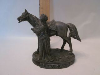 Antique Horse Statue Fugurine N.  Miller & Sons Shenandoah Woman Clock Top