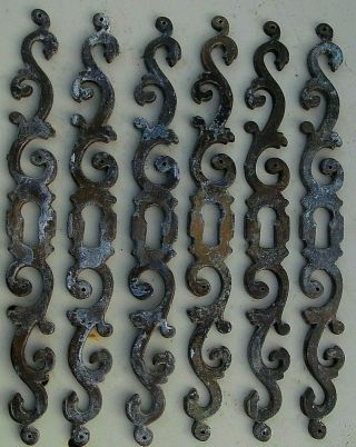 Set Of 6 Vintage French Brass Keyhole Plates/escutcheons,  Vertical